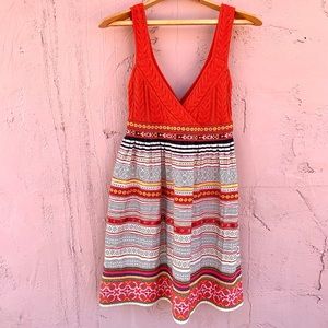 Free People Orange Knit Embroidered Skirt Dress